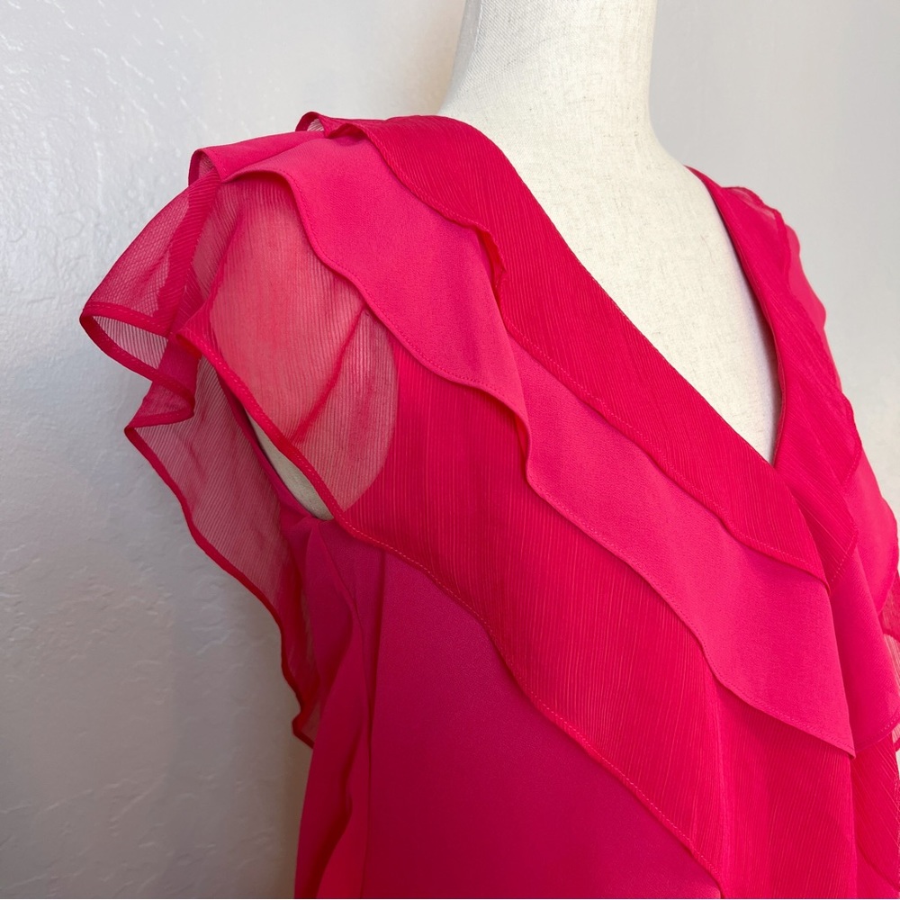 •PHASE EIGHT• Sage Pleated Ruffle Mini Dress in Raspberry‎ Size 2 - Picture 5 of 14